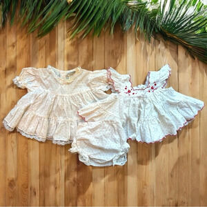 VINTAGE Nannette Baby Dresses & Bloomers Set - Size 0-3 Months